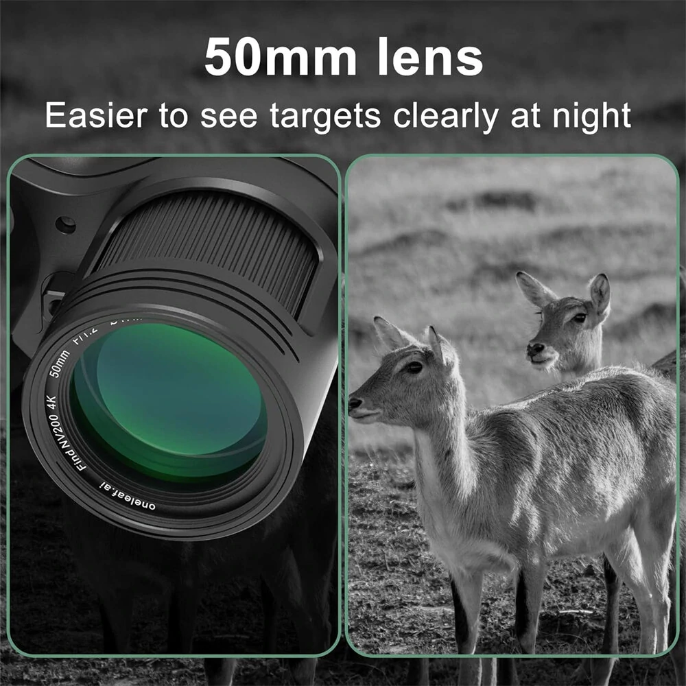 (image for) oneleaf.ai NV200 LRF 50mm 4K Digital Day/Night Vision Binoculars with Rangefinder Waterproof Telescope for Adults Wildlife Monitoring Camera